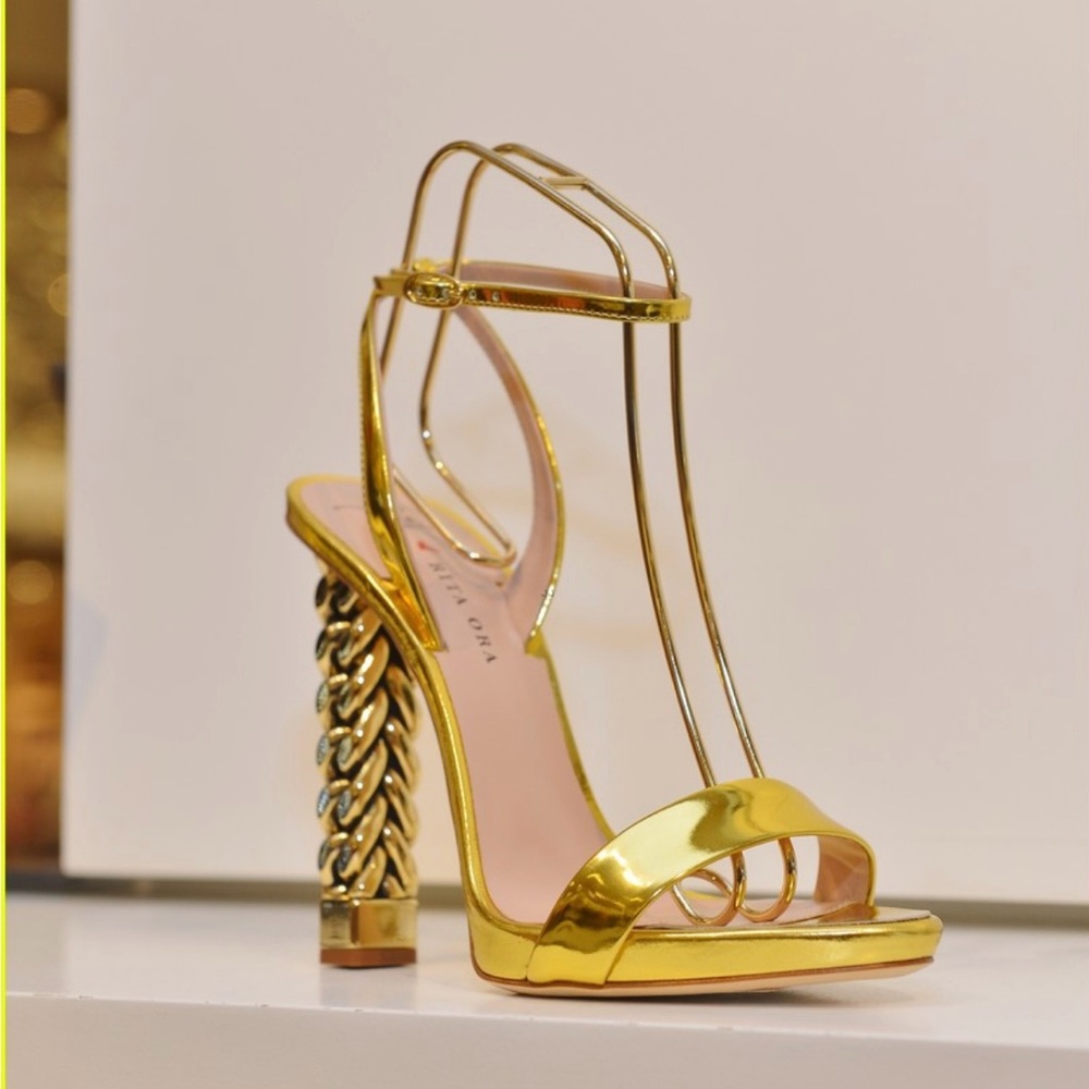Giuseppe Zanotti Rita Ora Gold Chain Heels